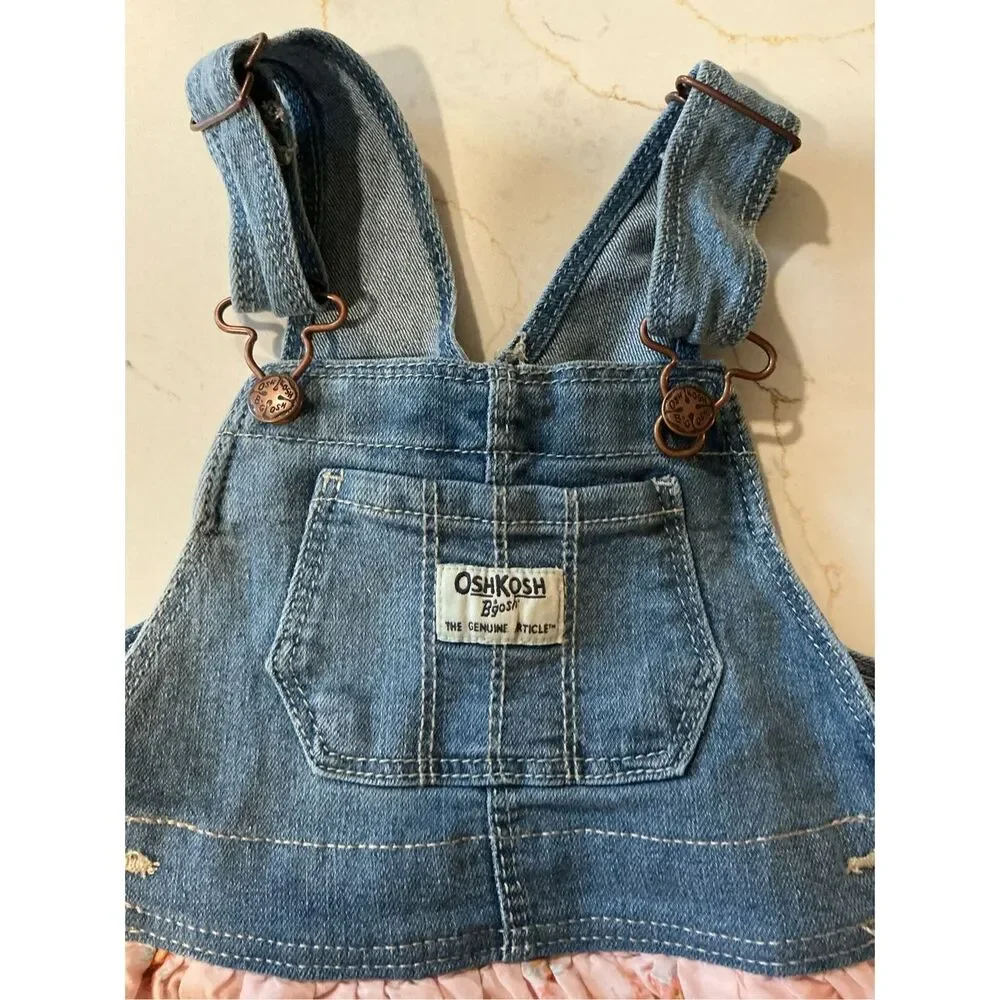 OshKosh Bgosh Overalls Sz 18 mo Denim Tulle Pink Floral